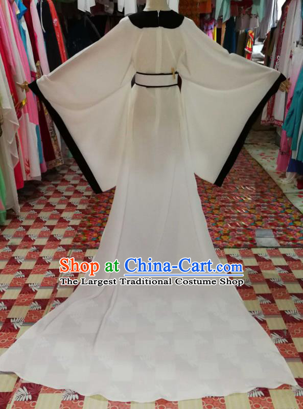 China Ancient Widow Garment Costumes Huangmei Opera Distressed Woman White Dress Outfits Traditional Peking Opera Actress Clothing