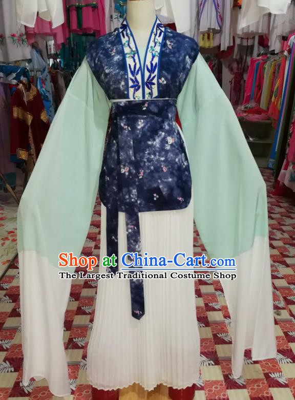 China Huangmei Opera Country Woman Dress Outfits Traditional Peking Opera Maidservant Clothing Ancient Female Pauper Garment Costumes