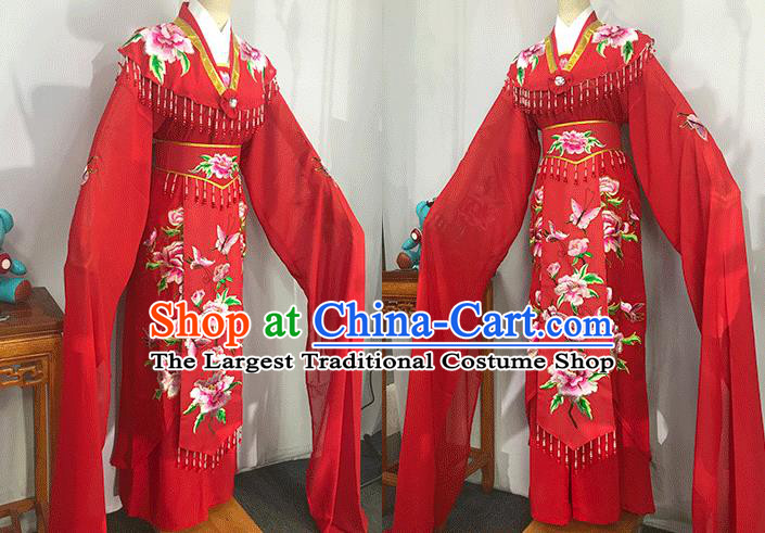 China Ancient Palace Princess Garment Costume Huangmei Opera Imperial Consort Red Dress Outfits Traditional Peking Opera Actress Clothing