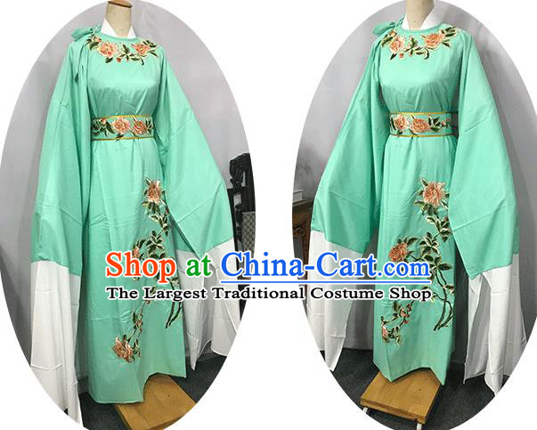 China Traditional Shaoxing Opera Niche Clothing Opera Scholar Garments Beijing Opera Xiaosheng Embroidered Green Robe