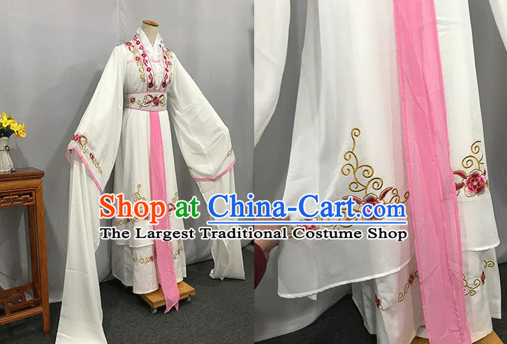 China Traditional Yue Opera Swordswoman White Dress Outfits Peking Opera Hua Tan Clothing Ancient Young Beauty Garment Costumes