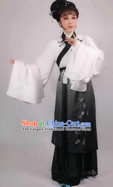 China Ancient Country Woman Garment Costumes Traditional Shaoxing Opera Actress Black Dress Outfits Peking Opera Diva Clothing