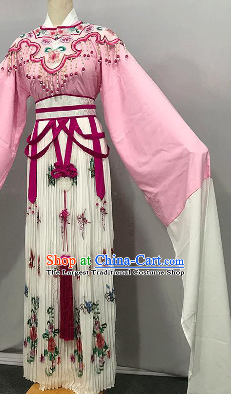 China Ancient Goddess Garment Costumes Traditional Shaoxing Opera Princess Pink Dress Outfits Peking Opera Fairy Clothing