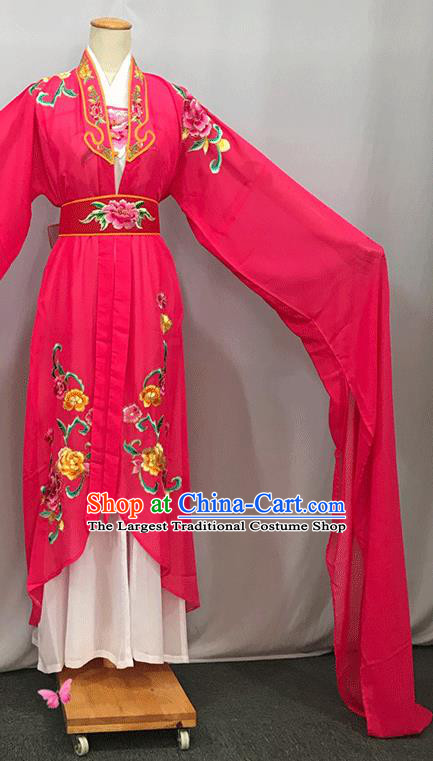 China Peking Opera Hua Tan Rosy Water Sleeve Dress Outfits Ancient Fairy Garment Costumes Traditional Yueju Opera Princess Clothing