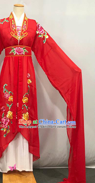 China Ancient Fairy Garment Costumes Traditional Yueju Opera Princess Clothing Peking Opera Hua Tan Red Water Sleeve Dress Outfits