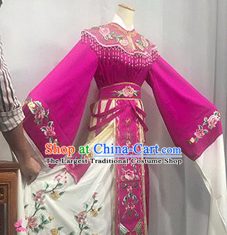 China Peking Opera Hua Tan Rosy Dress Outfits Ancient Imperial Consort Garment Costumes Traditional Shaoxing Opera Court Woman Clothing