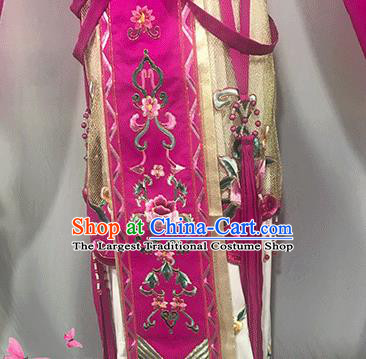 China Peking Opera Hua Tan Rosy Dress Outfits Ancient Imperial Consort Garment Costumes Traditional Shaoxing Opera Court Woman Clothing