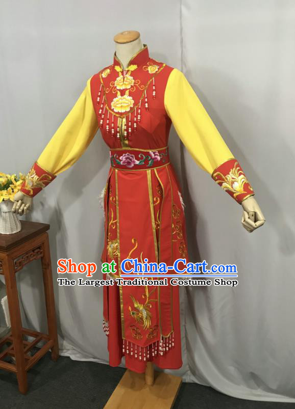 China Ancient Young Beauty Garment Costumes Traditional Shaoxing Opera Actress Clothing Peking Opera Princess Red Dress Outfits