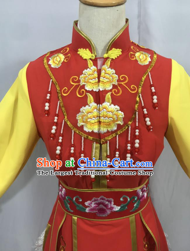 China Ancient Young Beauty Garment Costumes Traditional Shaoxing Opera Actress Clothing Peking Opera Princess Red Dress Outfits