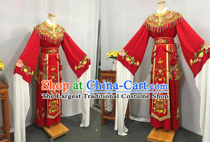 China Traditional Shaoxing Opera Empress Clothing Peking Opera Hua Tan Red Dress Outfits Ancient Queen Garment Costumes