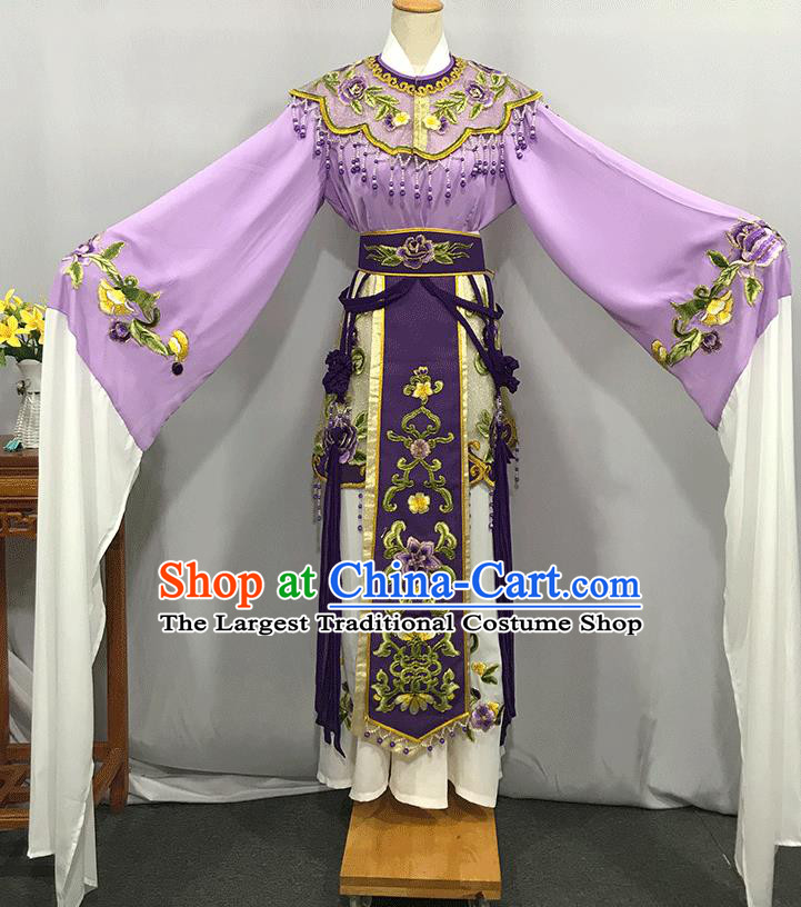 China Peking Opera Hua Tan Purple Dress Outfits Ancient Queen Garment Costumes Traditional Shaoxing Opera Empress Clothing
