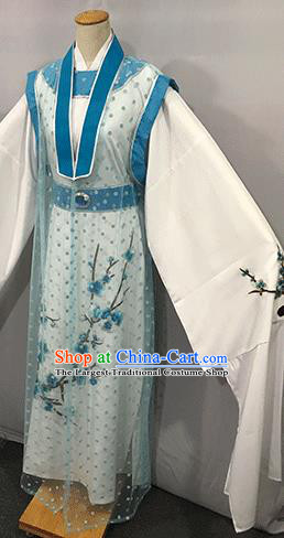 China Beijing Opera Xiaosheng White Robe Uniforms Traditional Huangmei Opera Scholar Clothing Opera Poet Li Shangyin Garment Costume