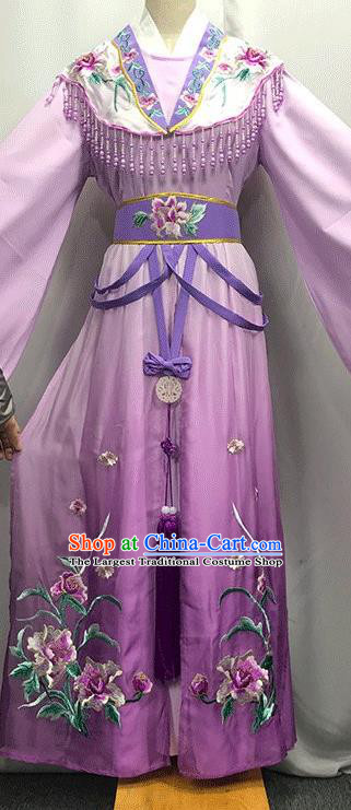 China Peking Opera Diva Clothing Ancient Princess Garment Costumes Traditional Yue Opera Goddess Purple Dress Outfits