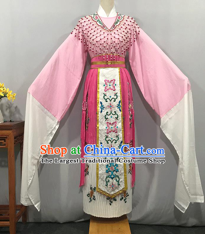 China Traditional Shaoxing Opera Noble Lady Garments Peking Opera Hua Tan Pink Dress Outfits Ancient Princess Clothing