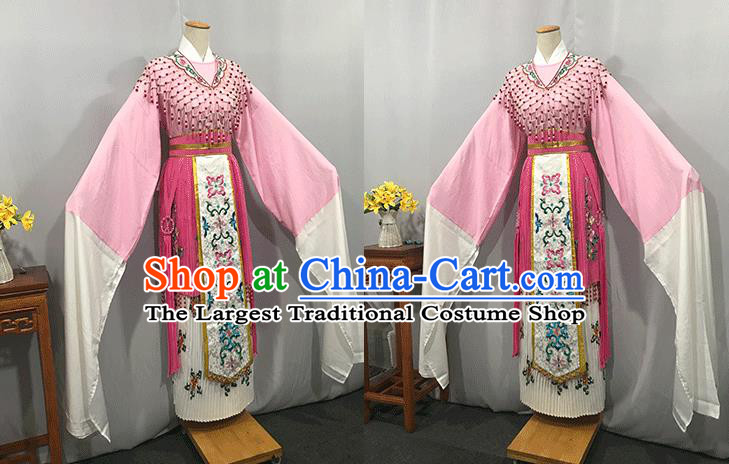 China Traditional Shaoxing Opera Noble Lady Garments Peking Opera Hua Tan Pink Dress Outfits Ancient Princess Clothing