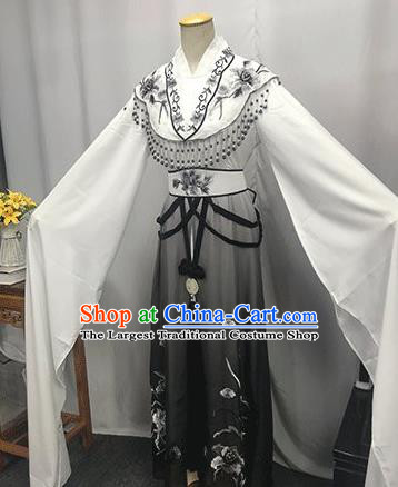 China Ancient Fairy Garment Costumes Traditional Yue Opera Princess Grey Dress Outfits Peking Opera Hua Tan Clothing