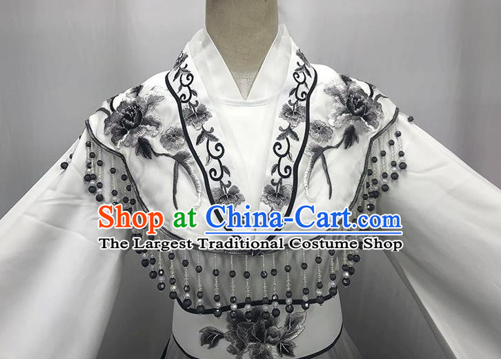 China Ancient Fairy Garment Costumes Traditional Yue Opera Princess Grey Dress Outfits Peking Opera Hua Tan Clothing