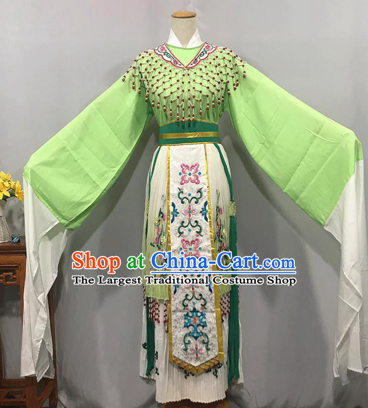 China Ancient Princess Clothing Traditional Shaoxing Opera Noble Lady Garments Peking Opera Hua Tan Green Dress Outfits