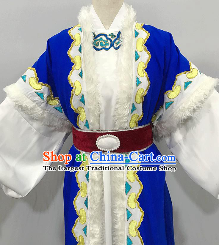 China Opera Prince Garment Costume Beijing Opera Niche Embroidered Blue Uniforms Traditional Shaoxing Opera Swordsman Clothing