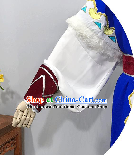 China Opera Prince Garment Costume Beijing Opera Niche Embroidered Blue Uniforms Traditional Shaoxing Opera Swordsman Clothing