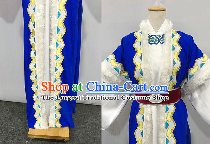 China Opera Prince Garment Costume Beijing Opera Niche Embroidered Blue Uniforms Traditional Shaoxing Opera Swordsman Clothing