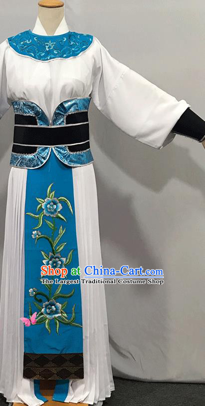 China Traditional Shaoxing Opera Swordsman Clothing Opera Warrior Garment Costume Beijing Opera Wusheng White Uniforms