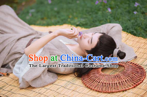 China Ancient Young Childe Garment Costume Traditional Hanfu Long Gown Song Dynasty Scholar Clothing