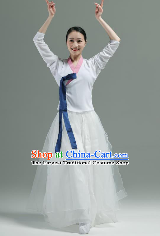 China Women Stage Performance Costumes Woman Dance White Dress Uniforms Korean Dance Fashion Classical Dance Clothing