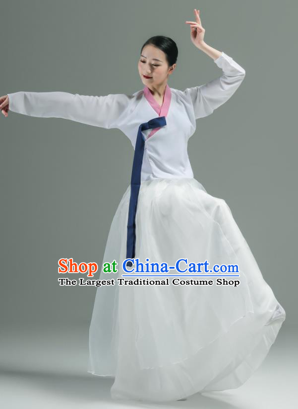 China Women Stage Performance Costumes Woman Dance White Dress Uniforms Korean Dance Fashion Classical Dance Clothing