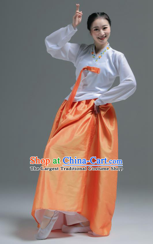 Korean Dance Fashion China Classical Dance Clothing Women Stage Performance Costumes Woman Dance Orange Dress Uniforms