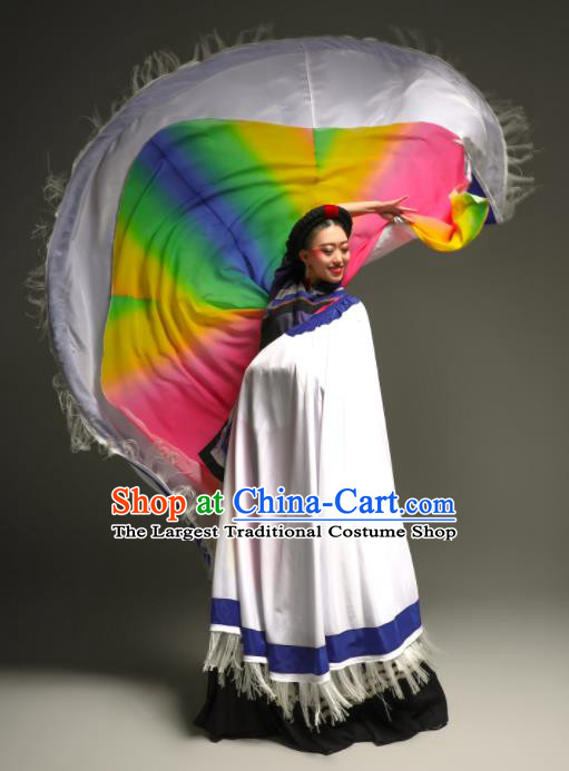 Chinese Ethnic Woman Dance Outfits Yi Minority Festival Dress Xiangxi Nationality Dance Clothing Stage Performance Garment Costumes