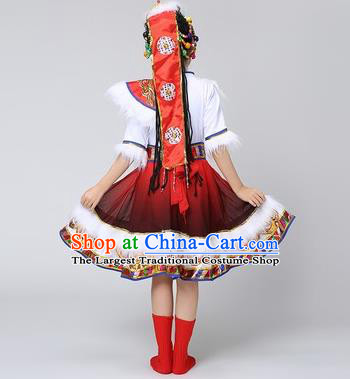 China Children Performance Costumes Mongolian Minority Dance Water Sleeve Dress Mongol Nationality Folk Dance Apparels
