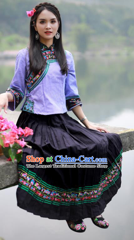 Chinese Guizhou Festival Dance Garments Bouyei Minority Folk Dance Dress Ethnic Performance Outfits Puyi Nationality Woman Clothing