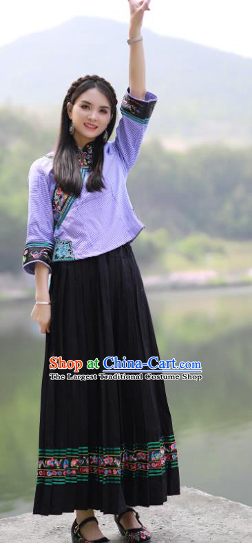 Chinese Guizhou Festival Dance Garments Bouyei Minority Folk Dance Dress Ethnic Performance Outfits Puyi Nationality Woman Clothing