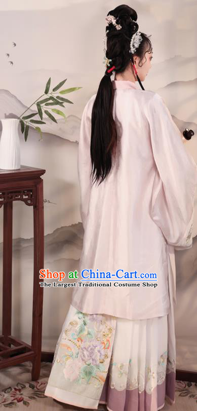 China Ming Dynasty Young Beauty Historical Clothing Ancient Aristocracy Lady Dress Traditional Hanfu Garments