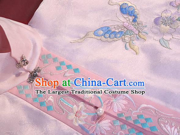 China Ming Dynasty Young Beauty Historical Clothing Ancient Aristocracy Lady Dress Traditional Hanfu Garments