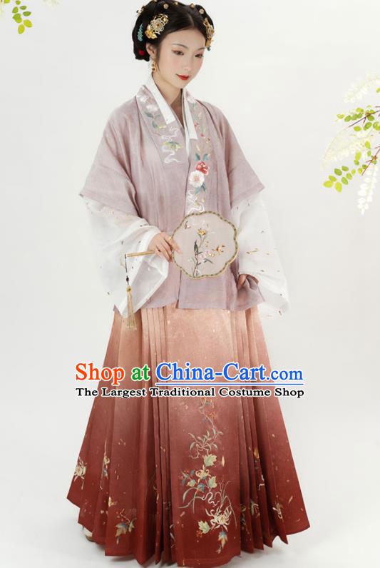 China Ming Dynasty Young Woman Historical Clothing Ancient Noble Beauty Dresses Traditional Court Lady Hanfu Garments Full Set