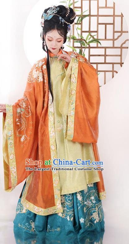 China Ancient Noble Mistress Hanfu Dress Apparels Ming Dynasty Aristocracy Female Historical Garment Costumes Complete Set