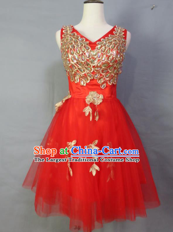 Custom Bride Full Dress Red Veil Wedding Dress Photography Clothing Modern Dance Fashion Costume