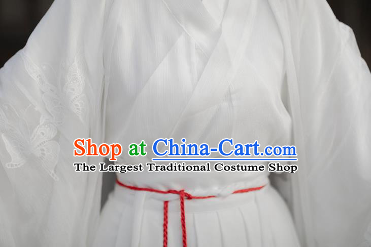 China Ancient Goddess White Hanfu Dress Jin Dynasty Palace Lady Clothing Traditional Historical Costumes Complete Set