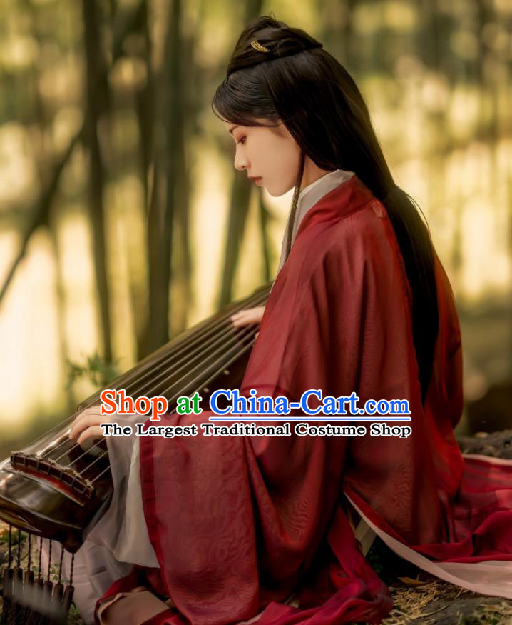 China Ancient Swordswoman Red Hanfu Dress Garments Jin Dynasty Clothing Traditional Chivalrous Knight Historical Costumes