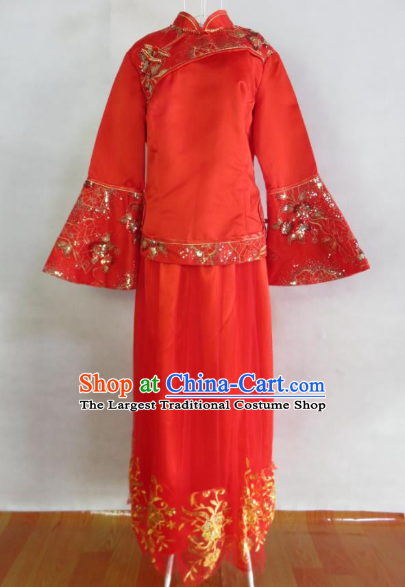 China Classical Red Cheongsam Dress Traditional Xiuhe Suits Bride Toasting Clothing Wedding Garment Costumes