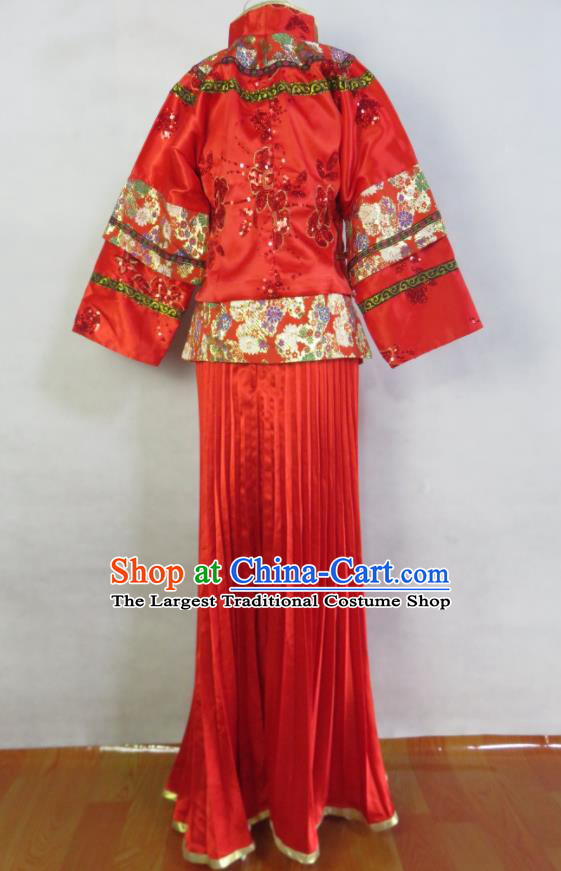 China Ancient Bride Toasting Clothing Wedding Garment Costumes Classical Red Cheongsam Dress Traditional Xiuhe Suits