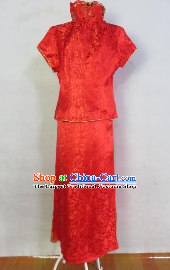 China Traditional Marriage Xiuhe Suits Ancient Bride Toasting Dress Clothing Wedding Garment Costumes Classical Red Cheongsam