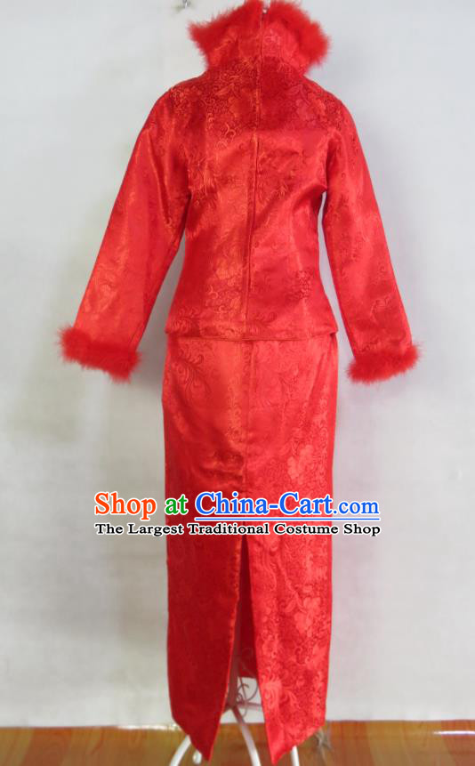 China Bride Red Dress Traditional Wedding Garment Costumes Classical Cheongsam Embroidery Xiuhe Suits Ancient Toasting Clothing