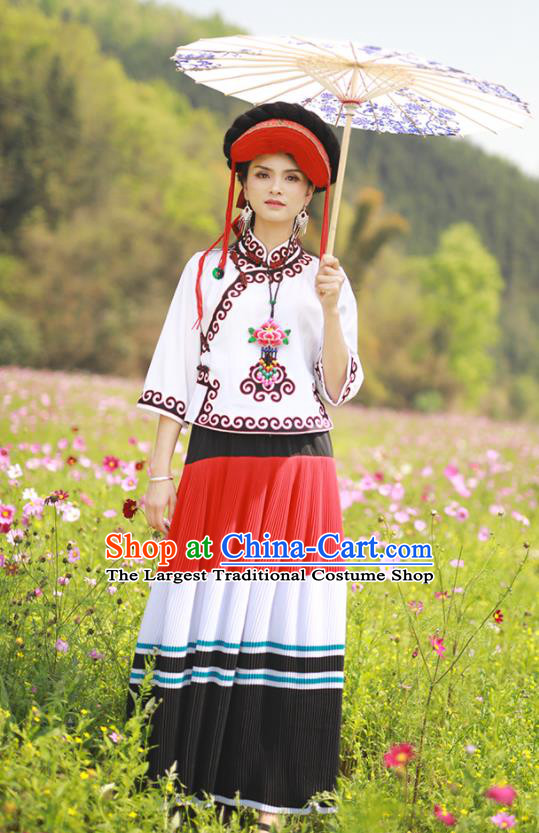 China Photography Clothing Ethnic Dance Dress Outfits Traditional Guangxi Minority Garment Costumes Yi Nationality Woman Clothing