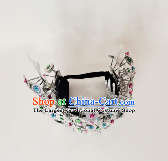 Chinese Ethnic Bride Wedding Headwear Tujia Nationality Stage Performance Hat Dong Minority Woman Silver Headdress