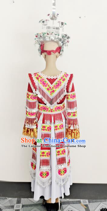 China Miao Nationality Festival Costumes Ethnic Photography Clothing Traditional Hmong Folk Dance Dress Outfits Yunnan Minority Woman Garments