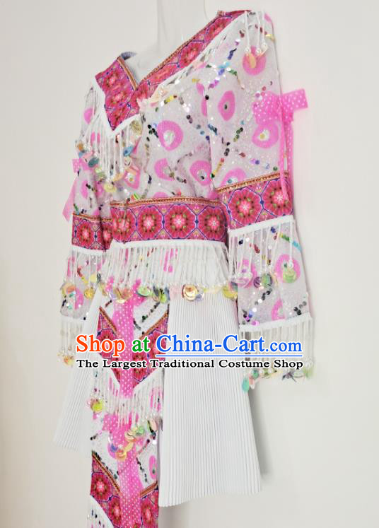 China Ethnic Performance Clothing Traditional Hmong Festival Dress Outfits Yunnan Minority Woman Garments Miao Nationality Folk Dance Costumes