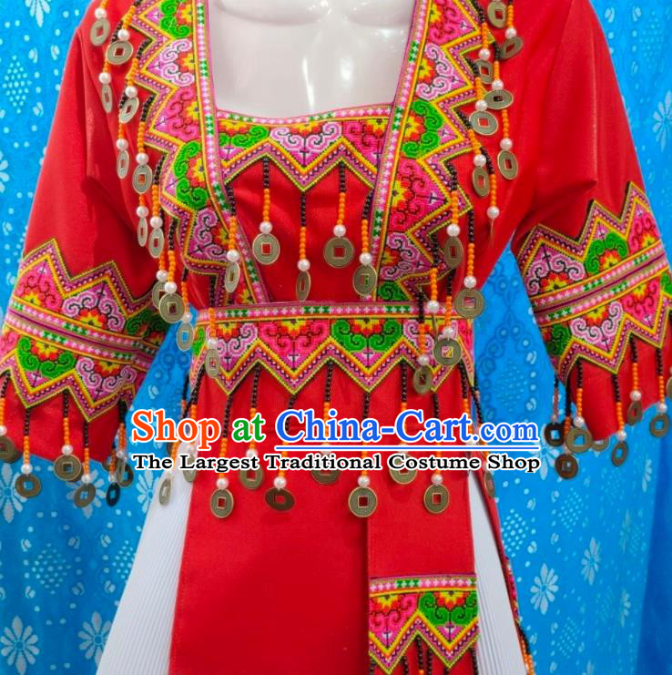 China Miao Nationality Folk Dance Costumes Ethnic Performance Clothing Traditional Hmong Bride Dress Outfits Yunnan Minority Festival Garments